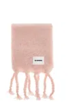 Jil Sander Rectangular Pink Mohair And Wool Scarf In Multi