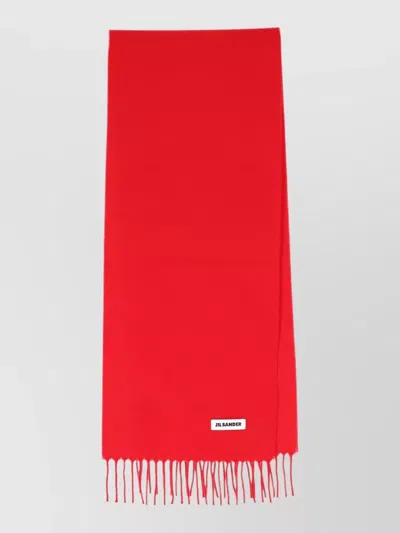 JIL SANDER RECTANGULAR SCARF FRINGED EDGES REFINED SHAPE