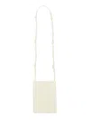 Jil Sander Rectangular White Leather Tangle Bag In White