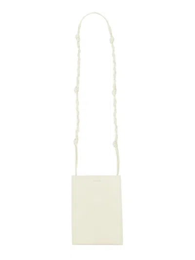 JIL SANDER RECTANGULAR WHITE LEATHER TANGLE BAG