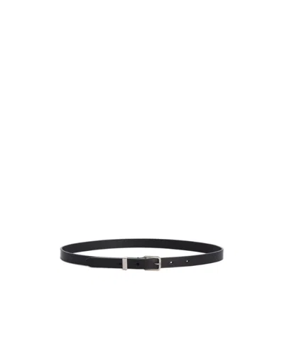 Jil Sander Rectangular-buckle Slim Belt In Black