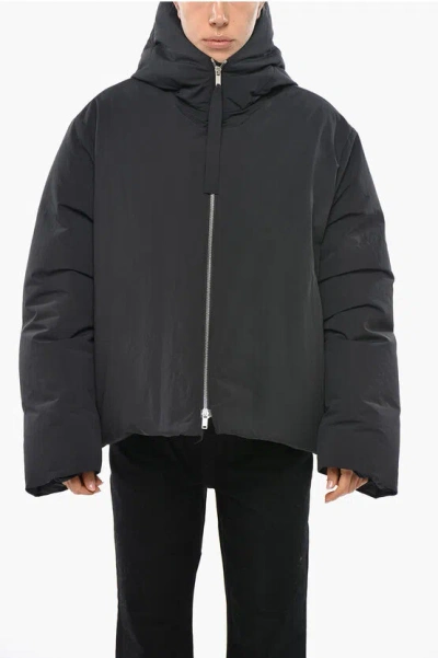 Jil Sander Recycled Nylon Padded Jacket With Hood In Black