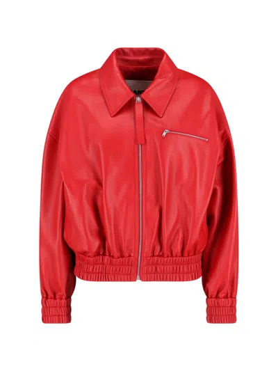 Jil Sander Red Bright Mini Leather Jacket For Women