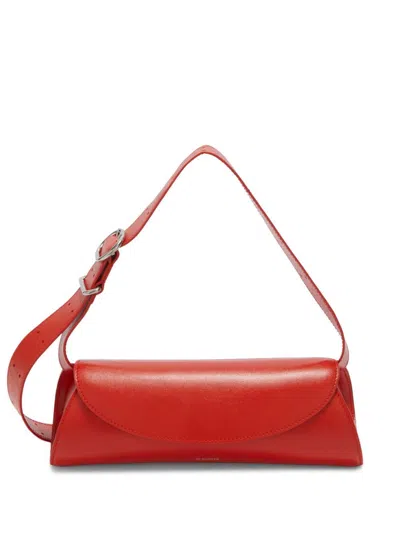 Jil Sander Red Cannolo Leather Shoulder Bag