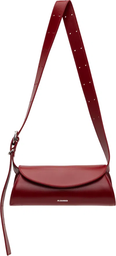 Jil Sander Red Cannolo Mini Bag In 609 Cedar Red