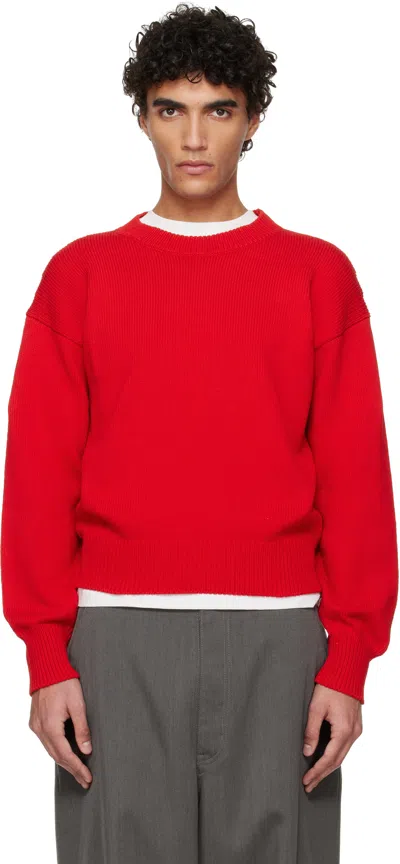 Jil Sander Men Red Cotton Sweater