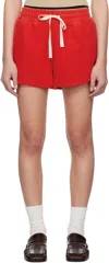 Jil Sander Red Cotton Terry Shorts