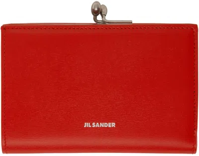 Jil Sander Red Goji Small Wallet In 626 Poppy