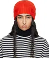 Jil Sander Red Irregular Texture Wool Beanie In 626 Poppy