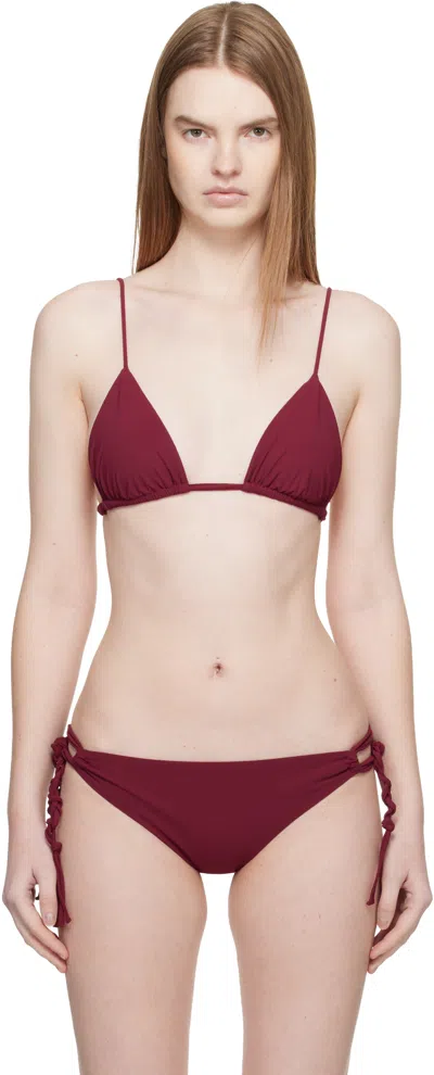 Jil Sander Red Jersey Tangle Bikini Top In Burgundy