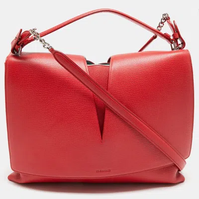Pre-owned Jil Sander Red Leather Cut Out Top Handle Bag
