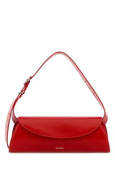 Jil Sander Red Leather Small Cannolo Crossbody Bag