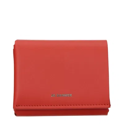 Jil Sander Red Leather Women's Wallet