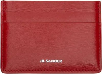 Jil Sander Red Logo Stamp Card Holder