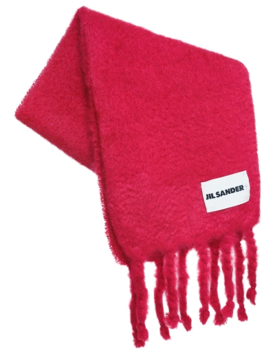 Jil Sander Red Mohair Knitted Scarf