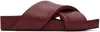 Jil Sander Red Padded Slides In 607 Grape