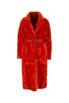 Jil Sander Red Shearling Coat