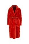 JIL SANDER RED SHEARLING COAT