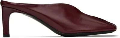 Jil Sander Red Square Toe Mules In 609 Chili Red