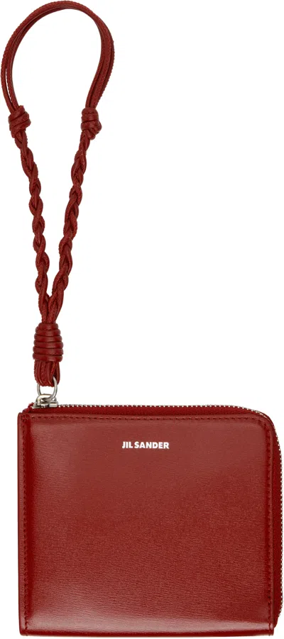 Jil Sander Red Tangle Coin Pouch In 609 Cedar Red