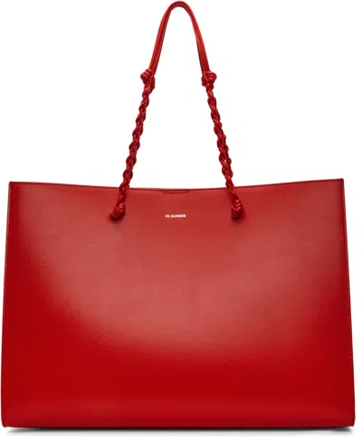 Jil Sander Red Tangle Shopping Ew Tote
