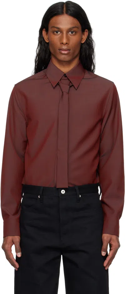 Jil Sander Red Tie Shirt In 396 Iridescent Plum