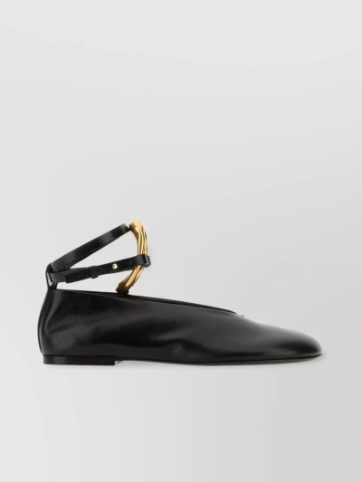 Jil Sander Leather Ballet Flats In Black