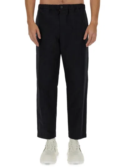 Jil Sander Regular Fit Cotton Pants With Classic Waistband In Blue