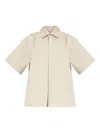 Jil Sander Relaxed Fit Beige Shirt With Logo Patch And Button Fastening
