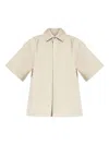 Jil Sander Relaxed Fit Beige Shirt With Logo Patch And Button Fastening In Neutral