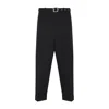 Jil Sander Relaxed Fit Black Wool Pants With Detachable Belt And Turn-up Hem In Black