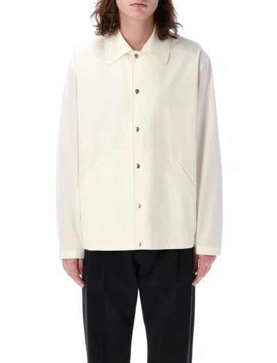 Jil Sander Relaxed-fit Cotton Poplin Jacket With Bold Logo Detailing In Piuma