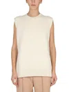 Jil Sander Relaxed Fit Crew-neck Wool Vest In White