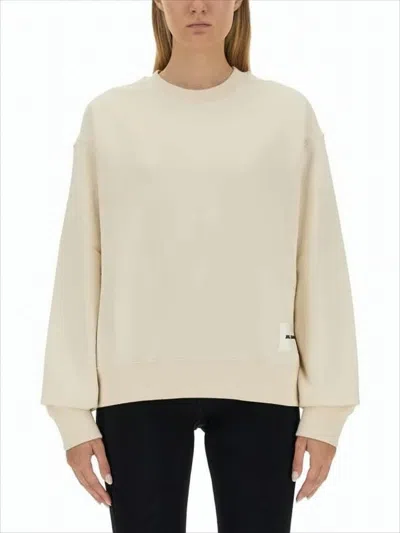 Jil Sander Relaxed Fit Crewneck Sweatshirt With Ribbed Cuffs In Multi
