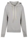 Jil Sander Pure Cotton Sweatshirt With Contrasting Drawstring Hood In Gray