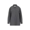 Jil Sander Relaxed Fit Grey Wool Shirt With Pearl Trim And Flap Pockets In Gray