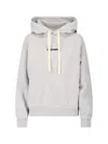 Jil Sander Hooded Knit Sweatshirt With Ribbed Cuffs And Hem In Gray