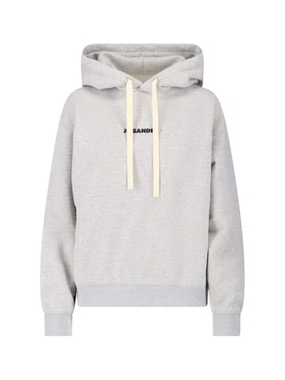 JIL SANDER RELAXED FIT LIGHT GREY HOODIE