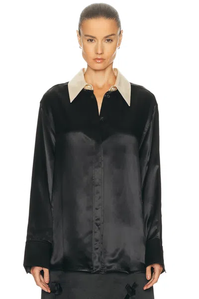 Jil Sander Relaxed Fit Long Sleeve Shirt In Black