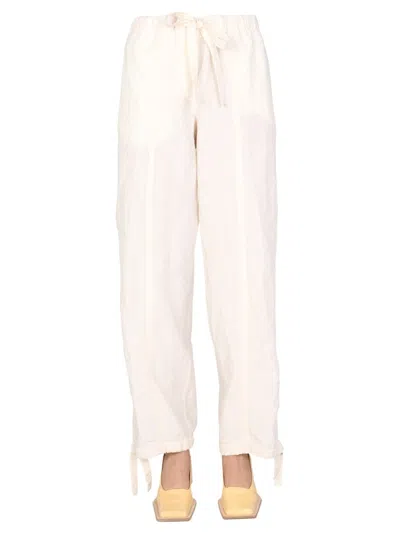 Jil Sander Relaxed Fit Trousers With Drawstring Waist In Neutral