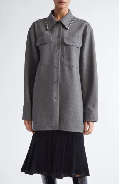 JIL SANDER JIL SANDER RELAXED FIT UTILITY WOOL CANVAS BUTTON-UP SHIRT