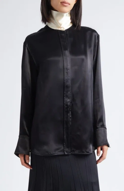 Jil Sander Relaxed Fluid Satin Button-up Shirt In Black