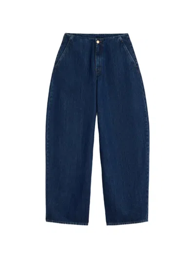 Jil Sander Medium Denim Wide Leg Denim Pants In Blue