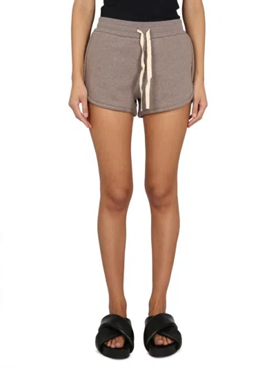 Jil Sander Relaxed-fit Sweatshirt Bermuda With Drawstring Waistband In Brown