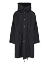 Jil Sander Hooded Midi Parka With Drawstring Waist In Black