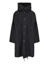 Jil Sander Hooded Midi Parka With Drawstring Waist In Black