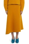 Jil Sander Reversible Double Face Virgin Wool Blend Midi Skirt In Orange