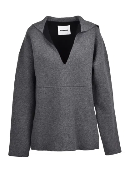 Jil Sander Reversible Oversized Knit - Grey In Gray