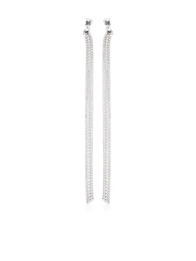 Jil Sander Rhinestone Embellished Earrings In Silver