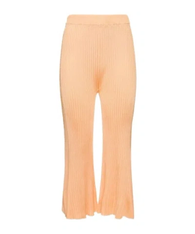 Jil Sander Rib Flared Casual Pants In Brown